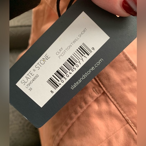 Slate & Stone Stretch Cotton Twill Chino Shorts, NWT, Color Clay, 33Waist - Picture 5 of 13